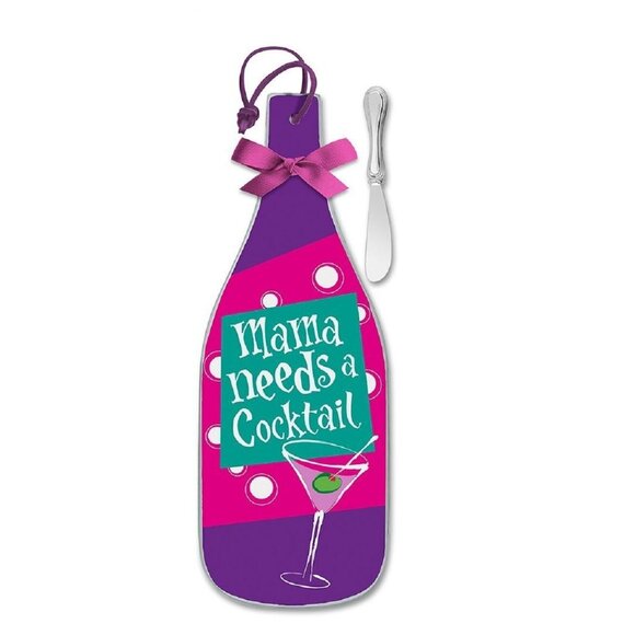 Cheese Server Spreader Set Epic Products Mama Needs 4 1/4" x 12" Tempered Glass - Picture 1 of 3